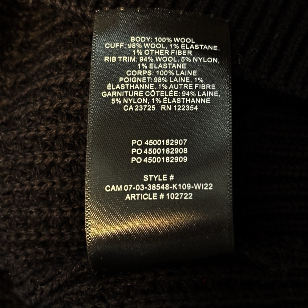 Aritzia Wilfred Free Hillside Sweater Black 100% Wool Crewneck Waffle Knit S - Picture 10 of 13